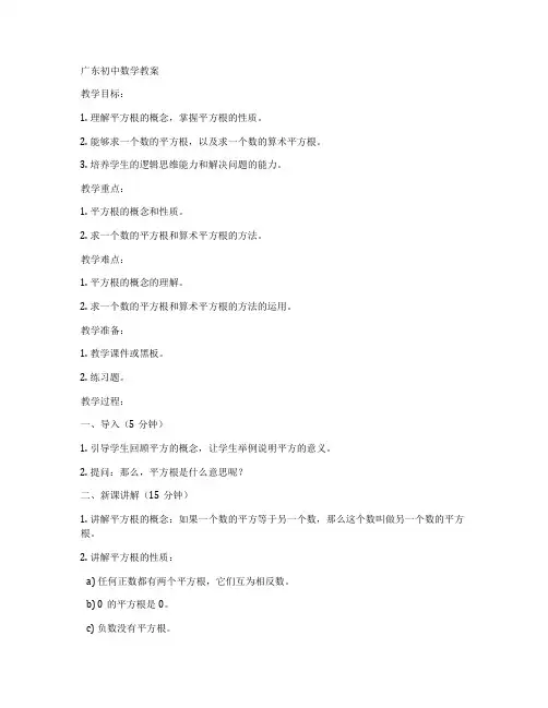 广东初中数学教案