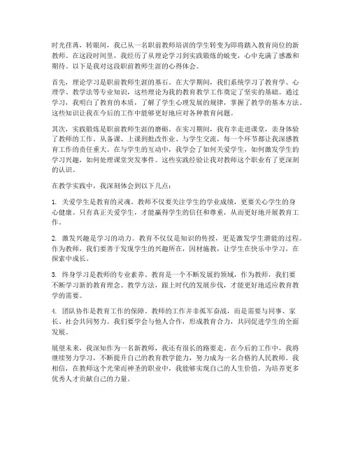 职前教师心得体会范文