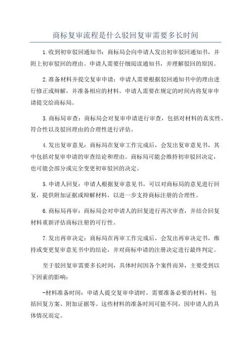 商标复审流程是什么驳回复审需要多长时间