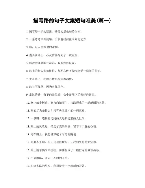 描写路的句子文案短句唯美(精选2篇)