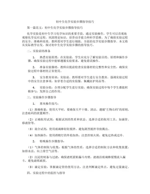初中生化学实验步骤指导技巧(含示范课课程设计、学科学习情况总结)