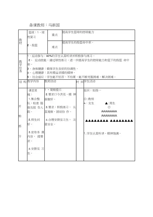 篮球球性练习教案