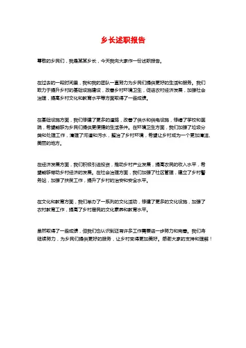 乡长述职报告