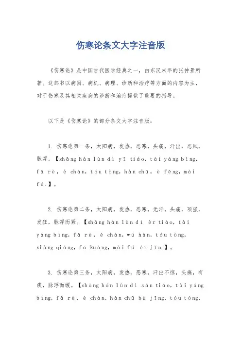 伤寒论条文大字注音版