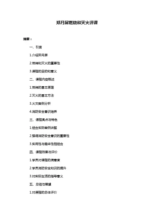 郑月屏燃烧和灭火评课