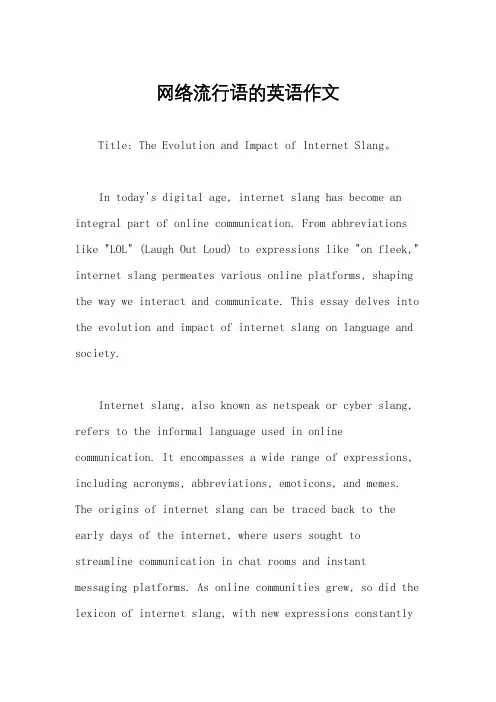 网络流行语的英语作文