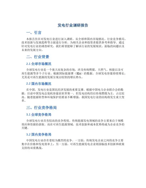发电行业调研报告