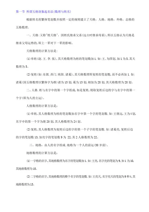 五格剖象起名法