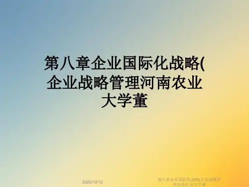 第八章企业国际化战略(企业战略管理河南农业大学董