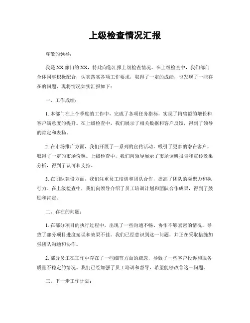 上级检查情况汇报