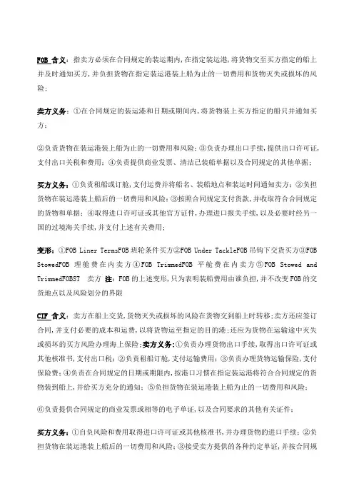 国际贸易实务重点