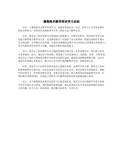 暑期美术教学培训学习总结