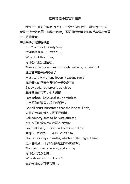 唯美英语小诗赏析精选