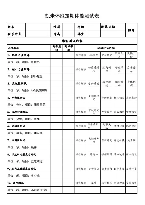 6-12岁体测表格