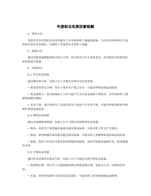 年度职业危害因素检测
