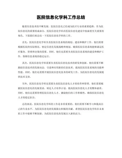 医院信息化学科工作总结
