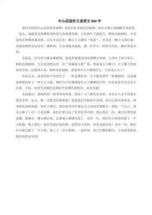中心花园作文说明文600字