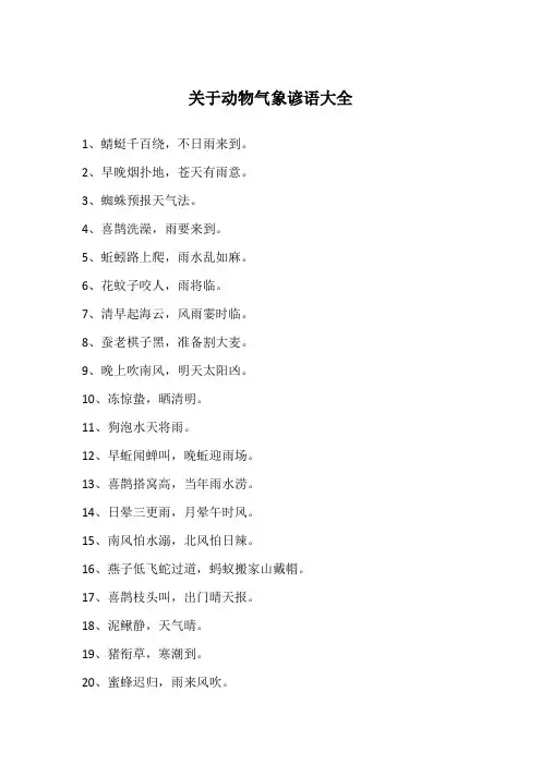 关于动物气象谚语大全