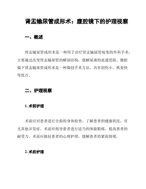 肾盂输尿管成形术：腹腔镜下的护理视察