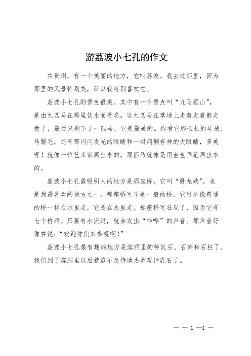 游荔波小七孔的作文
