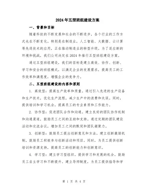 2024年五型班组建设方案