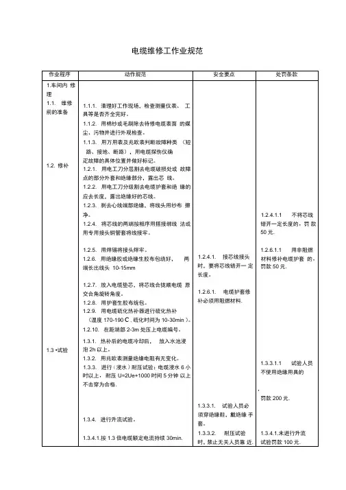 电缆维修工作业规范