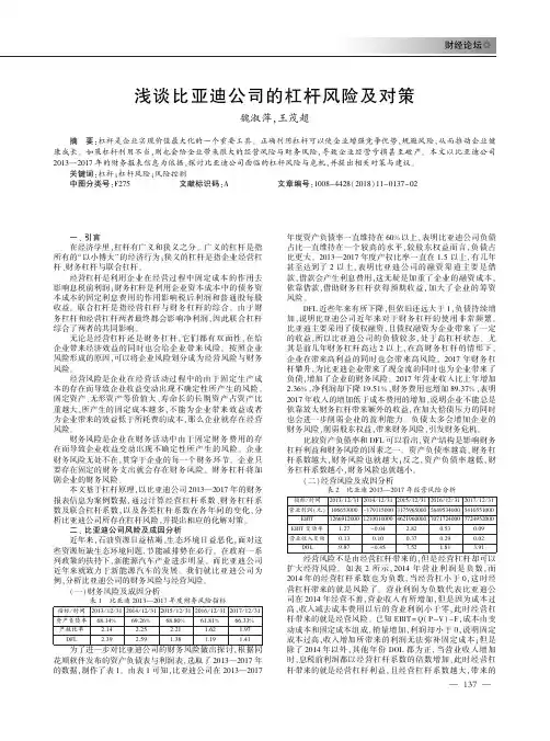 浅谈比亚迪公司的杠杆风险及对策