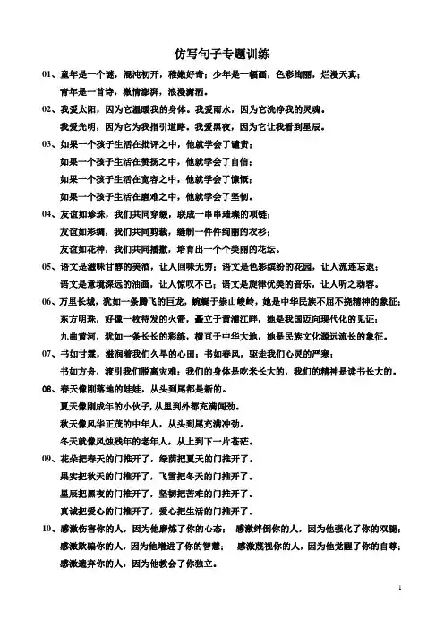 仿写句子专题训练