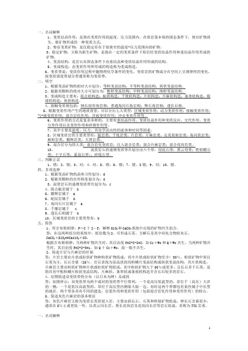 岩石学试题及参考答案(2)