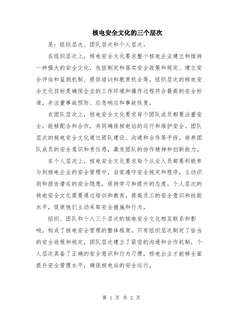 核电安全文化的三个层次