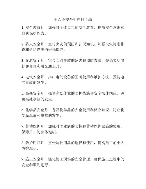 十六个安全生产月主题