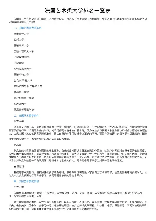 法国艺术类大学排名一览表
