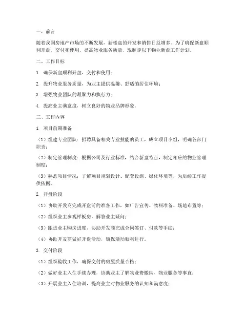 物业新盘工作计划