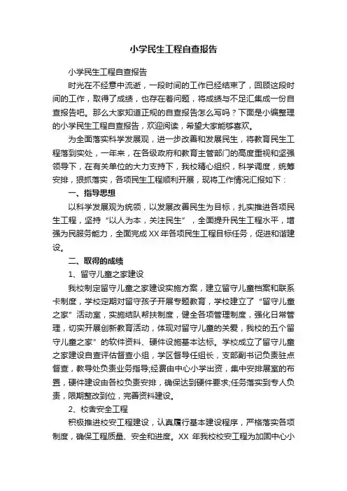 小学民生工程自查报告