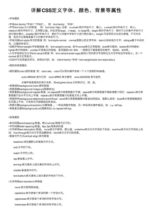 详解CSS定义字体、颜色、背景等属性