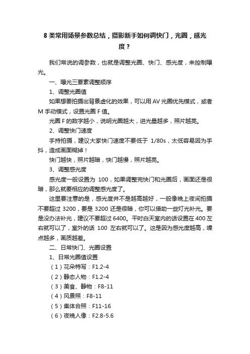 8类常用场景参数总结，摄影新手如何调快门，光圈，感光度？