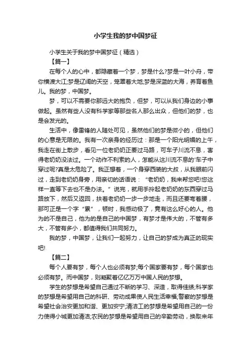 小学生关于我的梦中国梦征（精选）