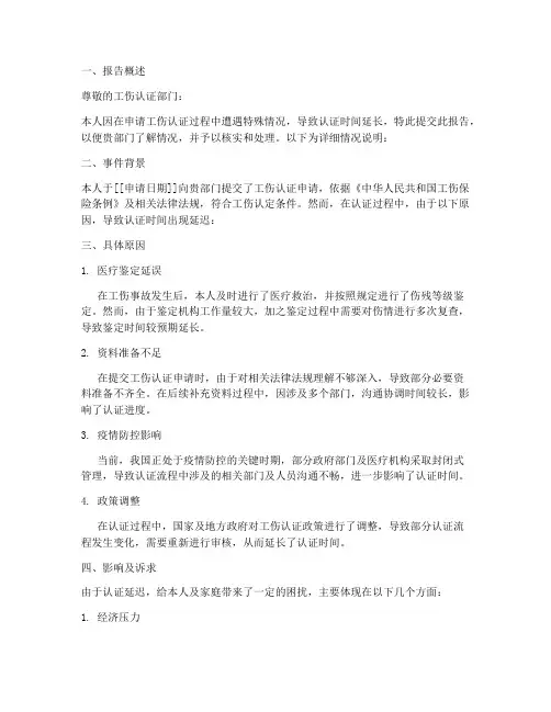 认证延迟申请报告