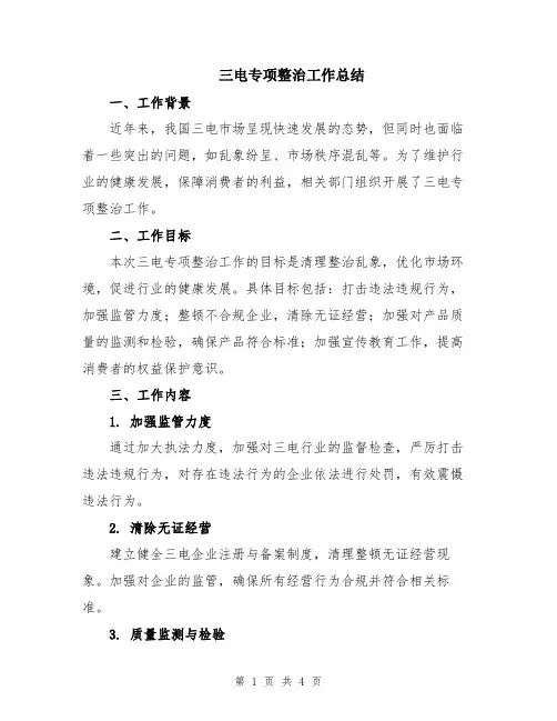 三电专项整治工作总结
