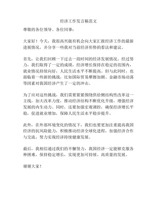 经济工作发言稿范文