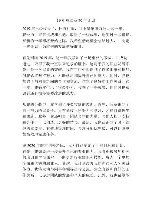 19年总结及20年计划
