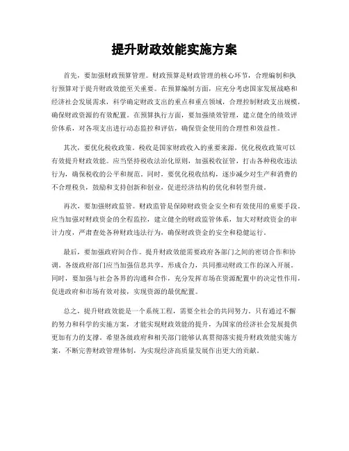 提升财政效能实施方案