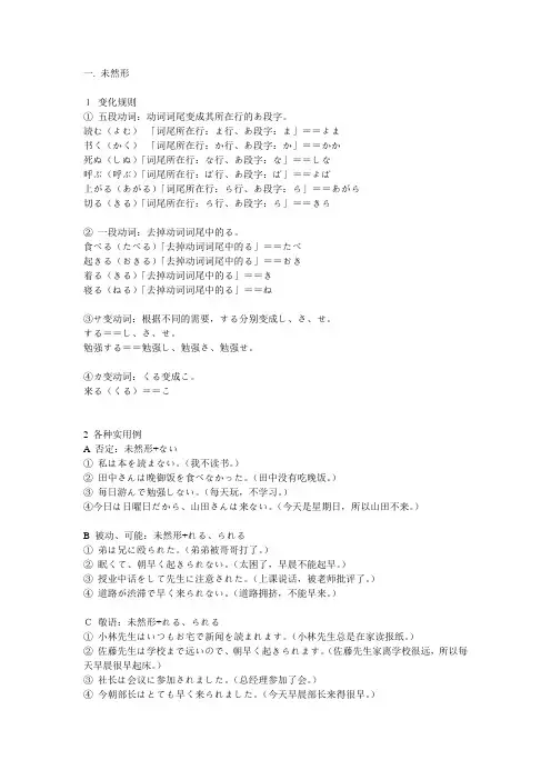 日动词7种形态