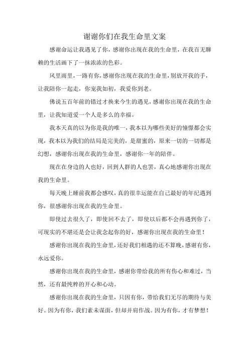 谢谢你们在我生命里文案
