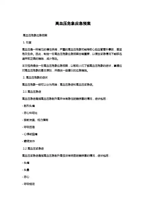 高血压危象应急预案
