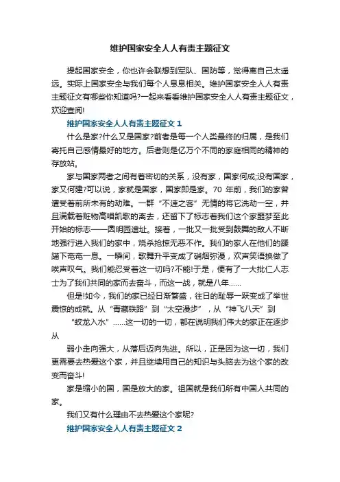 维护国家安全人人有责主题征文