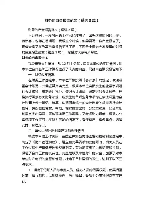 财务的自查报告范文（精选3篇）