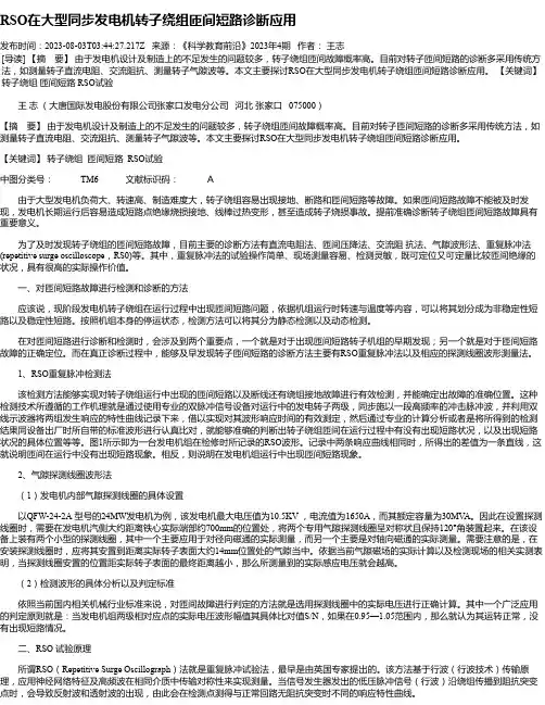 RSO在大型同步发电机转子绕组匝间短路诊断应用