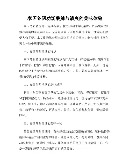 泰国冬阴功汤酸辣与清爽的美味体验