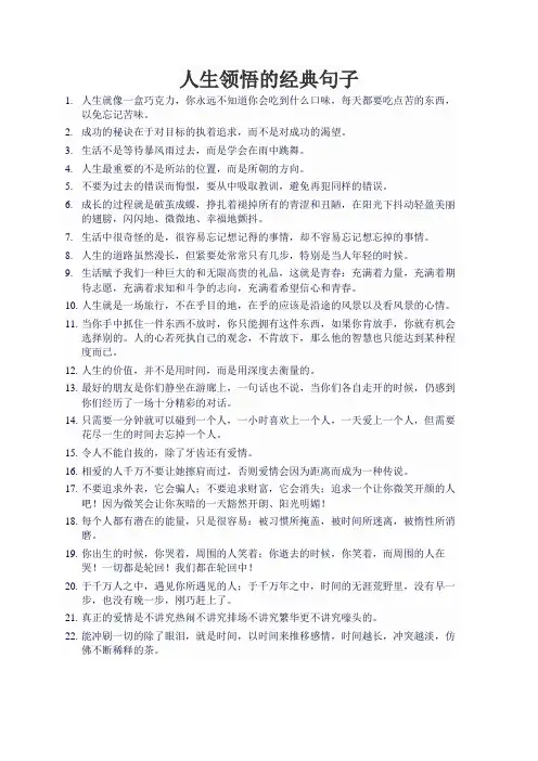 人生领悟的经典句子